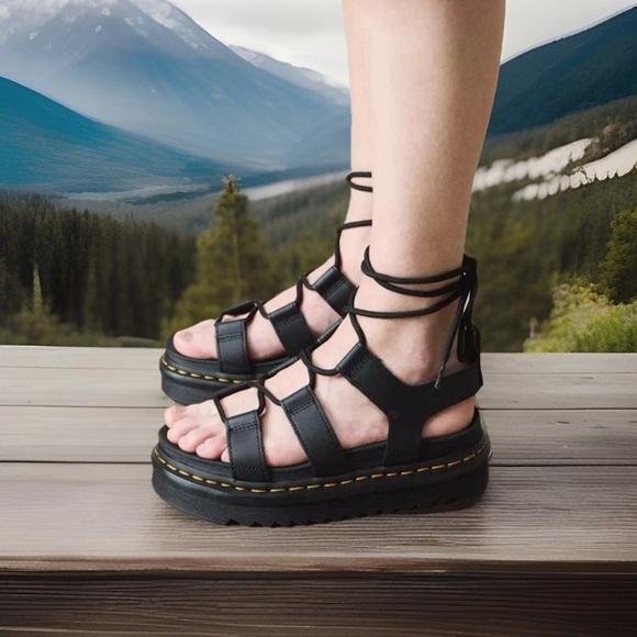 Dr. Martens Nartilla Brown Lace-Up Sandals Gladiator Platform Size 9 Women's - Picture 14 of 14